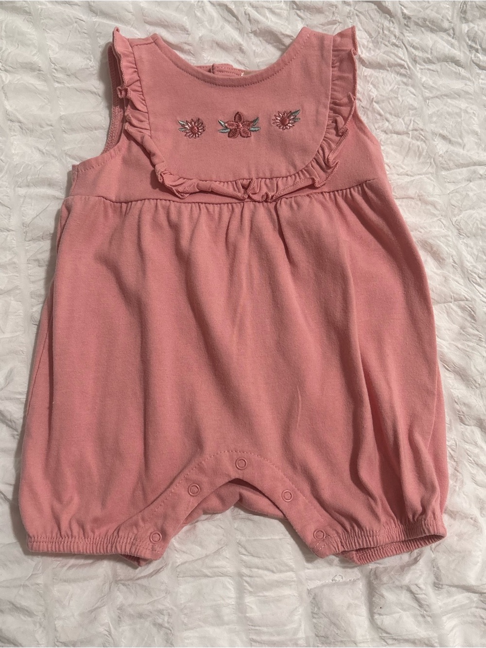 Nanette Baby Girl Pink Floral Ruffle Romper 6-9M
